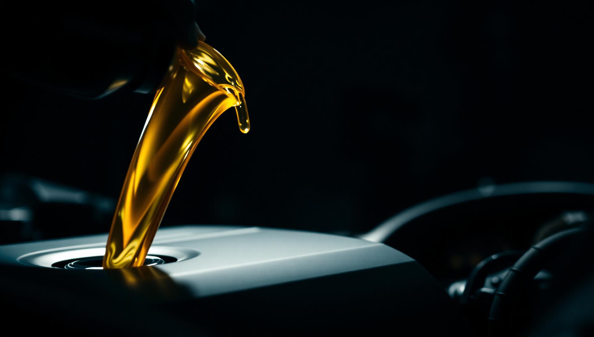 Premium engine oil being poured